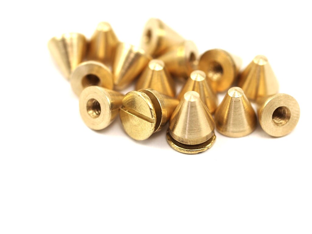 Screw spikes 5 pcs raw brass spike tribal stud (8x8mm) with bolt 622