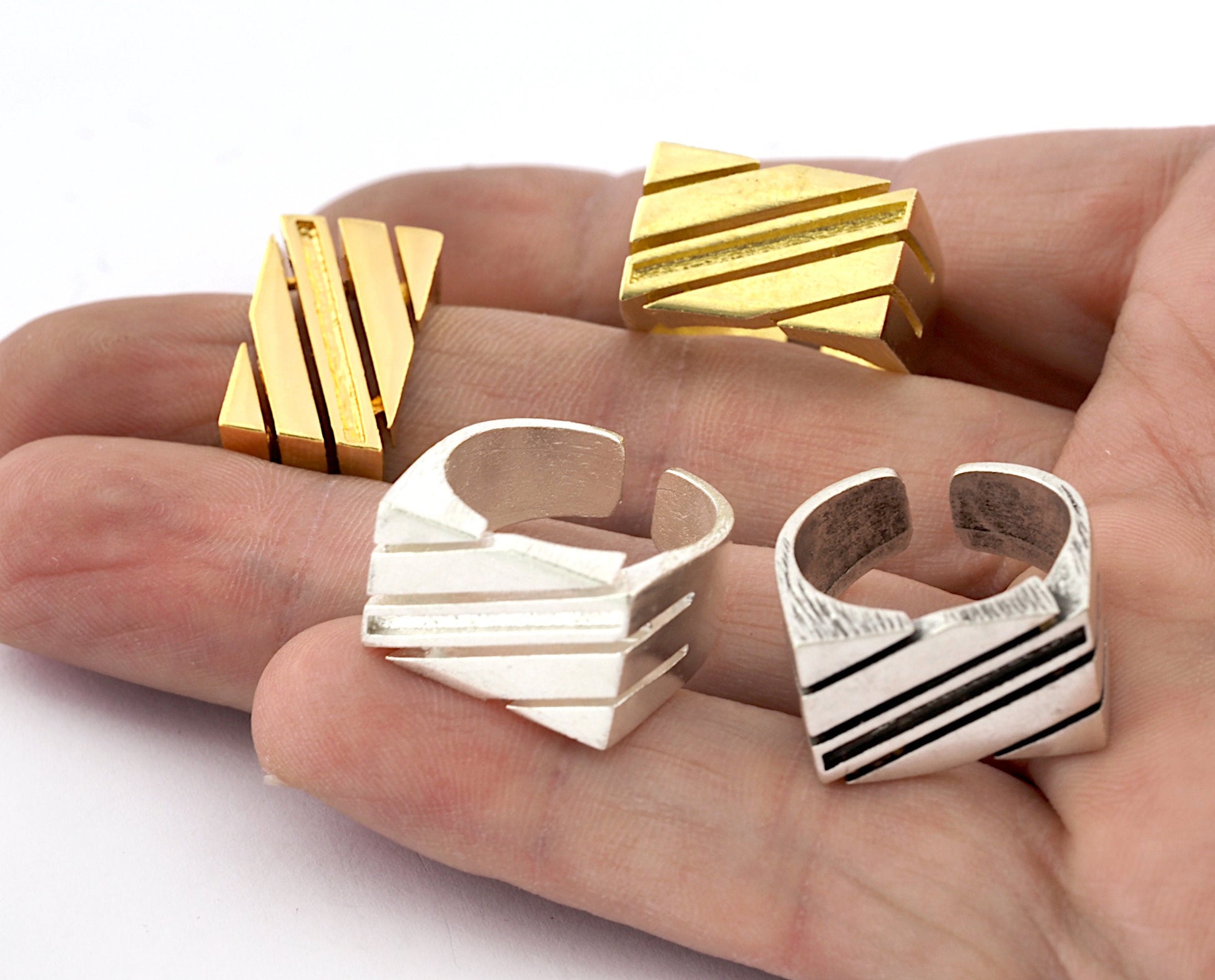 Slides Ring Adjustable Resin Blank - Raw brass - shiny silver - antique silver - shiny gold - plated (8 US Adjustable ) 18x1.3mm Blank 5380