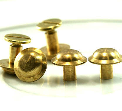 9x11mm raw brass studs, screw rivets, chicago screw / concho screw, unusual steampunk finding, 1/8" bolt CSC6