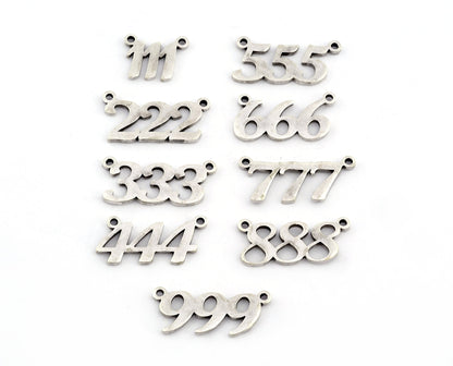 Numbers, Numerical Charms, Connector Pendant Antique Silver Plated Brass 23x11mm S397