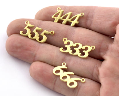 Numbers, Numerical Charms, Connector Pendant Raw Brass 23x11mm S397