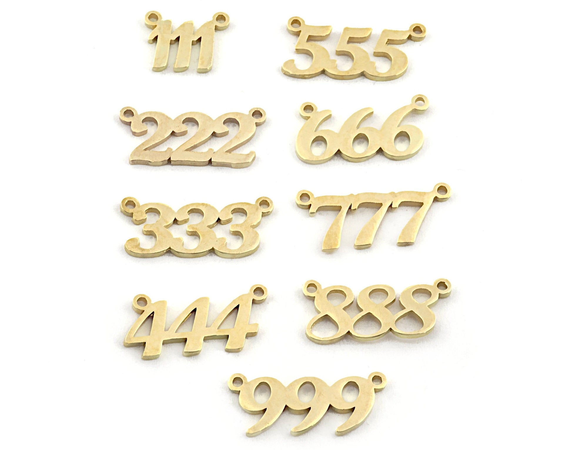 Numbers, Numerical Charms, Connector Pendant Raw Brass 23x11mm S397