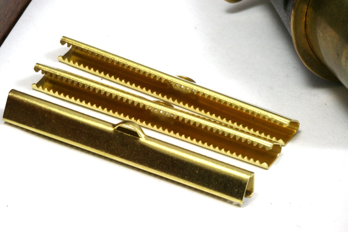 10 pcs 6x45mm Raw Brass Ribbon Crimp Ends, 1912