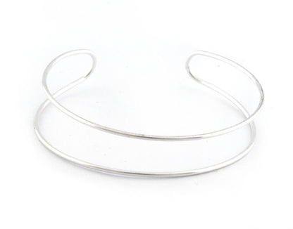 Wire Bracelet, Shiny silver plated brass S418