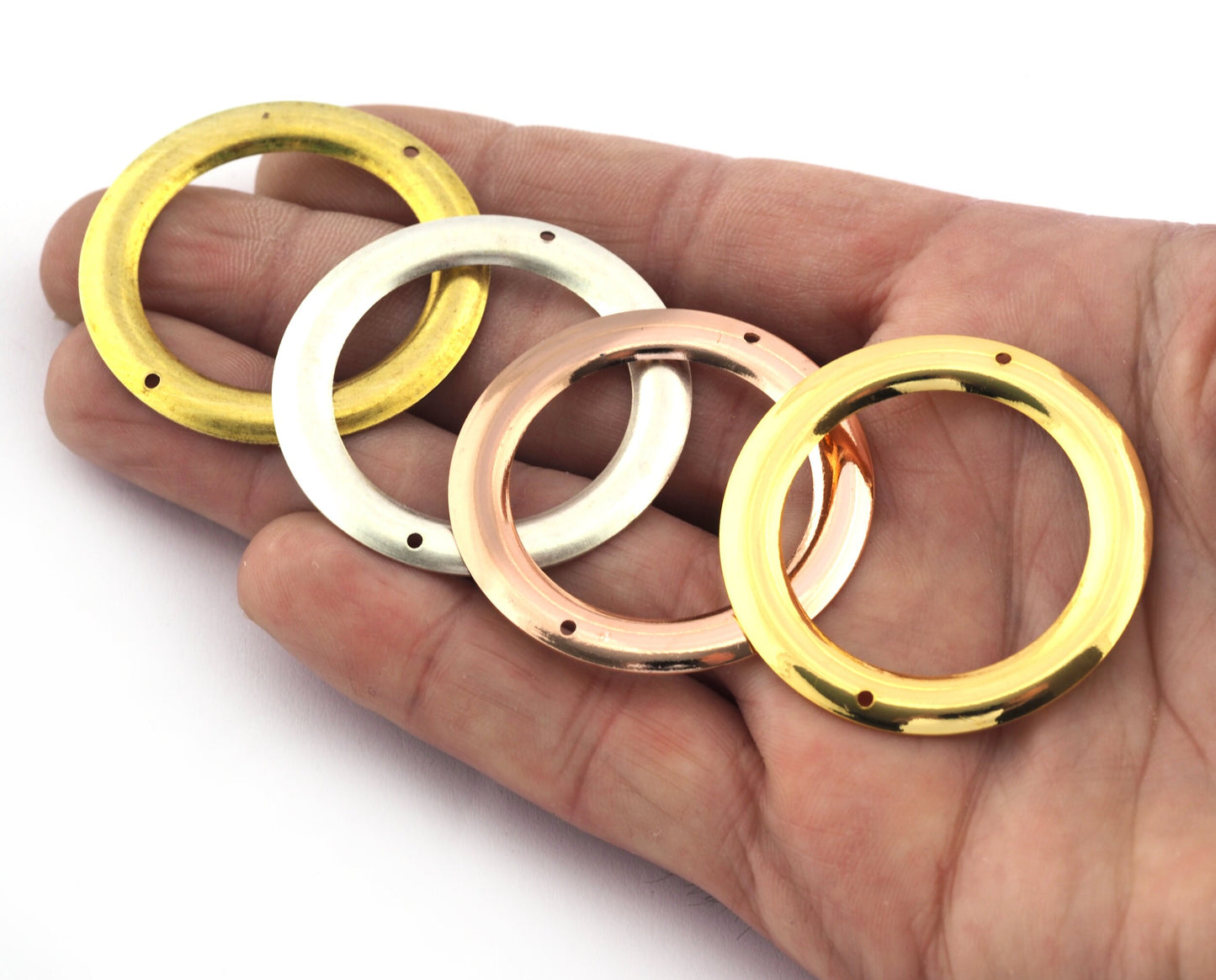 Dished Circle Hoop Connector Findings Chars brass cambered circle 2 loop charms ,raw brass findings 489R-260