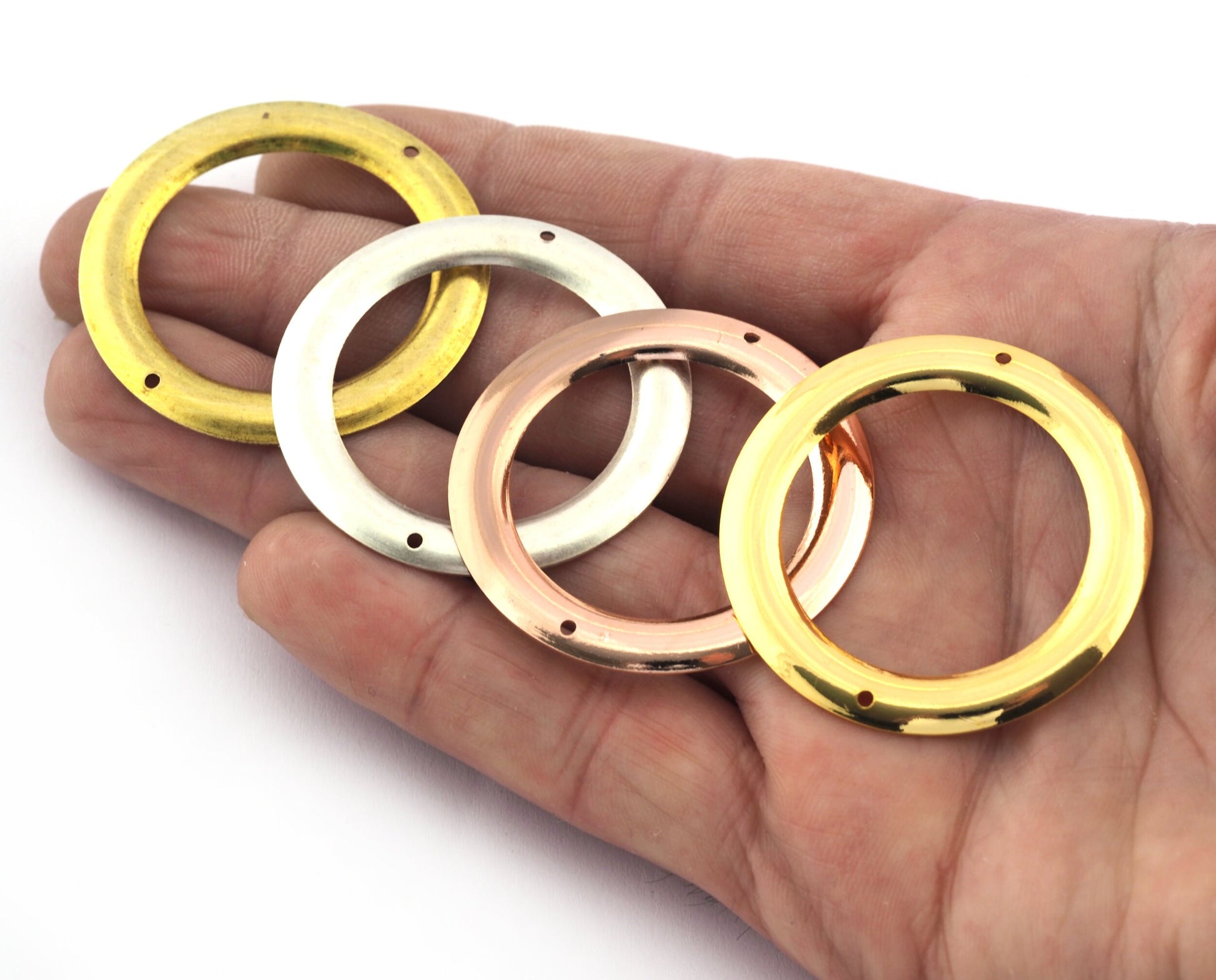 Dished Circle Hoop Connector Findings Chars brass cambered circle 2 loop charms ,raw brass findings 489R-260