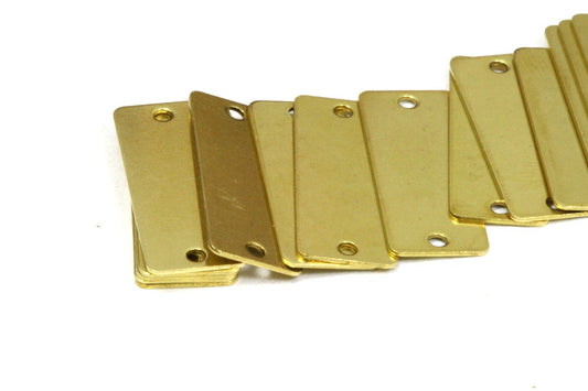 Rectangle tag 2 hole connector 60 pcs 8x20mm raw brass charms ,raw brass findings 161R-36