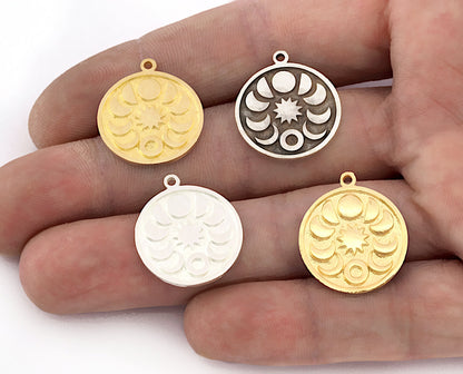 Moon The phases of the moon Charms Pendant Raw Brass - Shiny Silver Plated - Antique Silver plated - Shiny Gold Plated 22x19mm Charms OZ5390