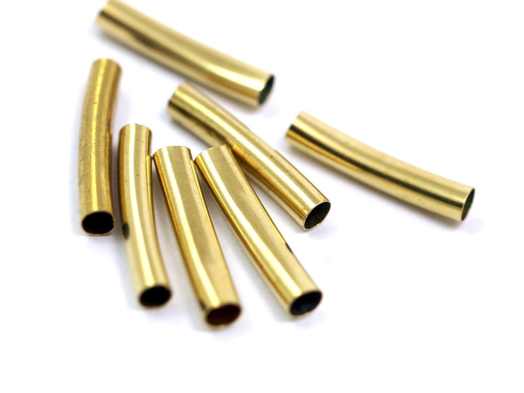 30 Pcs Raw Brass Curved Tube 20x4mm (hole 3.5mm) E204CY32.5 1743