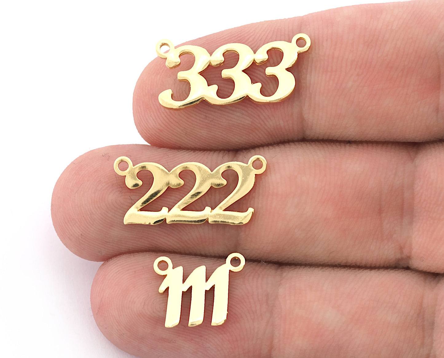 Numbers, Numerical Charms, Connector Pendant Shiny Gold Plated Brass 23x11mm S397