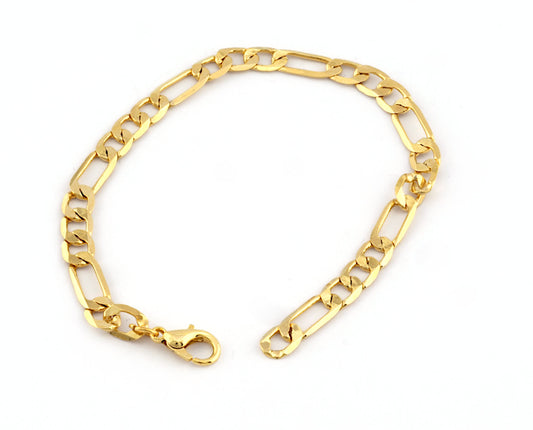 Curb chain bracelet with clasp (19cm 7.5inc) or (23cm 9,05inc) Gold plated brass 5393