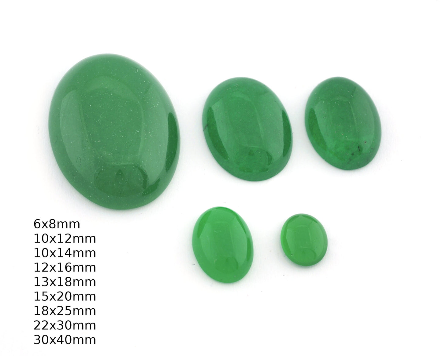 Green Oval Dome Cabochon Quartz Dyed Flat Back CAB108-20