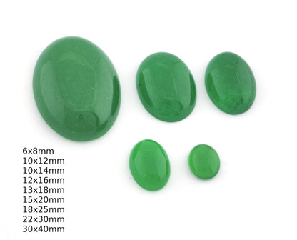 Green Oval Dome Cabochon Quartz Dyed Flat Back CAB108-20