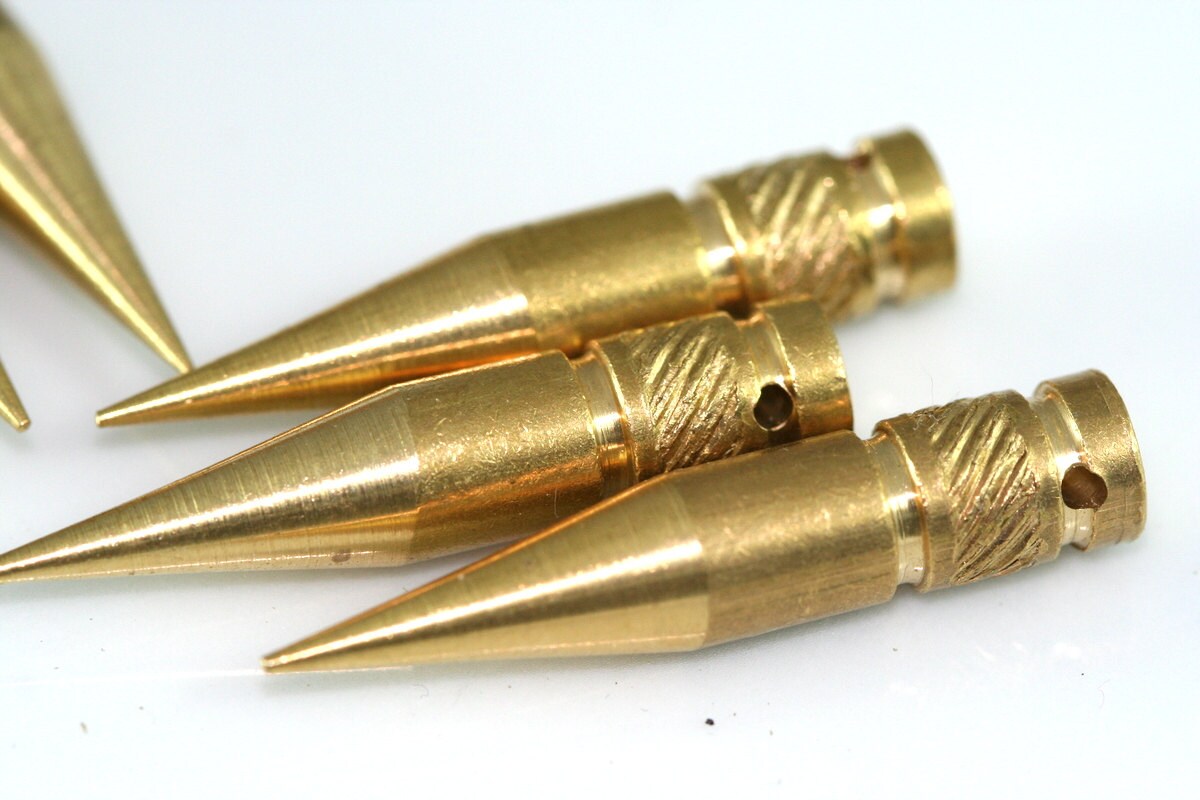 6 pcs Raw Brass Spike 7x35mm 9/32"x1 3/8" finding spacer industrial design (2mm 5/64" 13 gauge hole ) pendulum 1089R