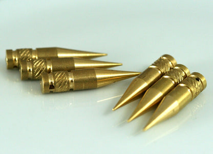 6 pcs Raw Brass Spike 7x35mm 9/32"x1 3/8" finding spacer industrial design (2mm 5/64" 13 gauge hole ) pendulum 1089R