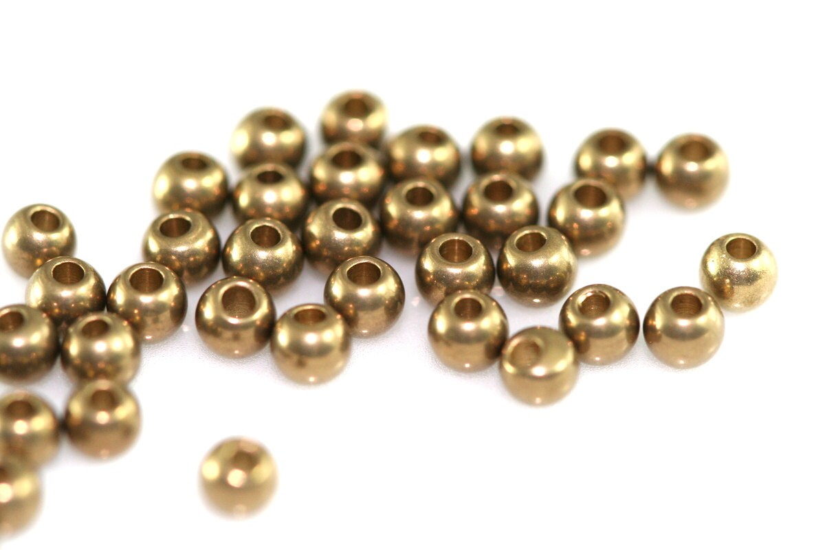 Raw Solid Brass Spacer Bead 3mm 18 gauge 1mm , Findings bab1 1455