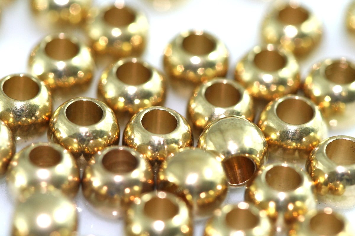 Raw Solid Brass Spacer Bead , 6mm 9 gauge (2.8mm hole) Findings bab3 OZ1449