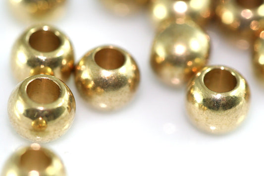 Spacer Bead 6mm, Raw Solid Brass, 9 gauge (3mm hole) , Findings bab3 OZ1458