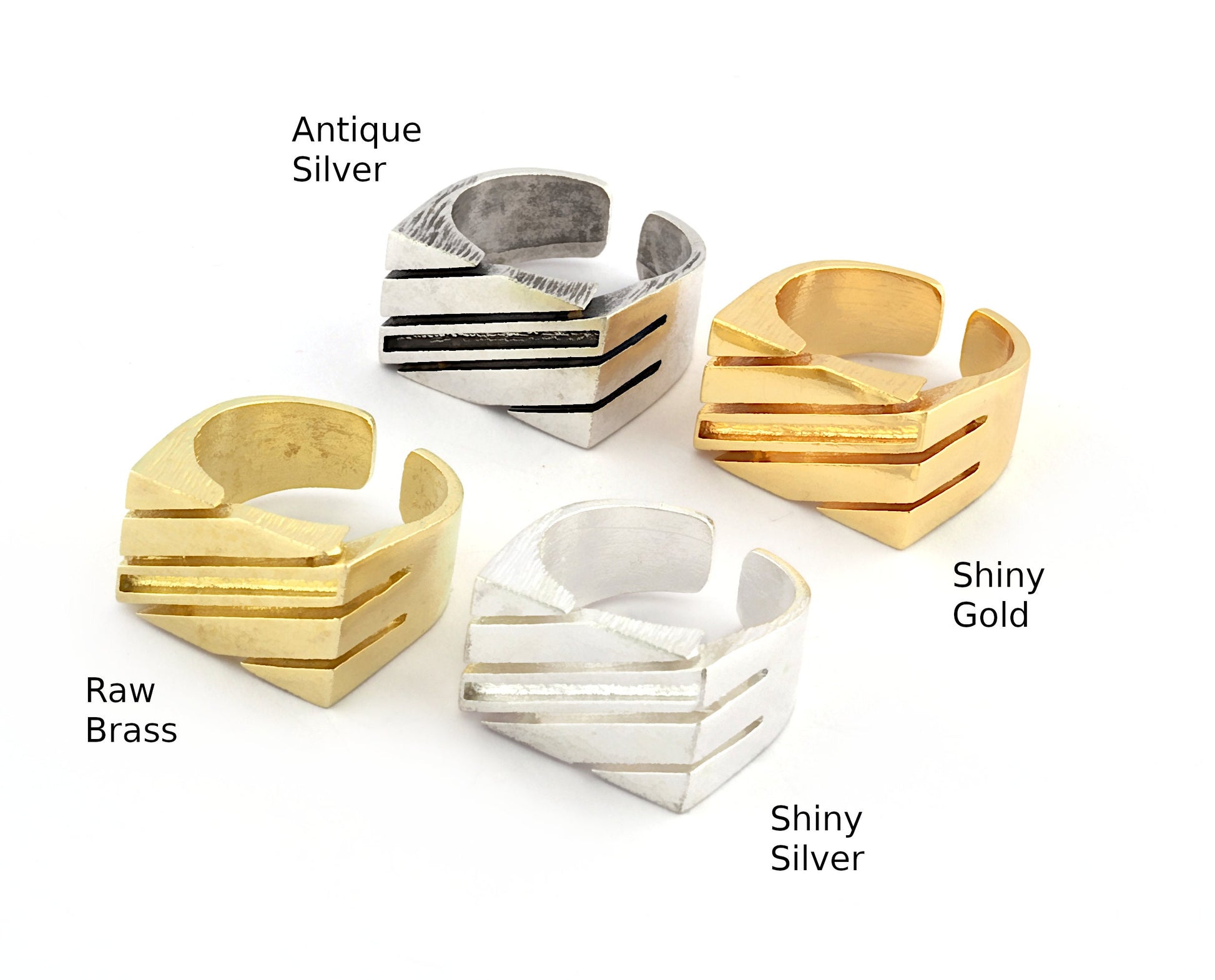 Slides Ring Adjustable Resin Blank - Raw brass - shiny silver - antique silver - shiny gold - plated (8 US Adjustable ) 18x1.3mm Blank 5380