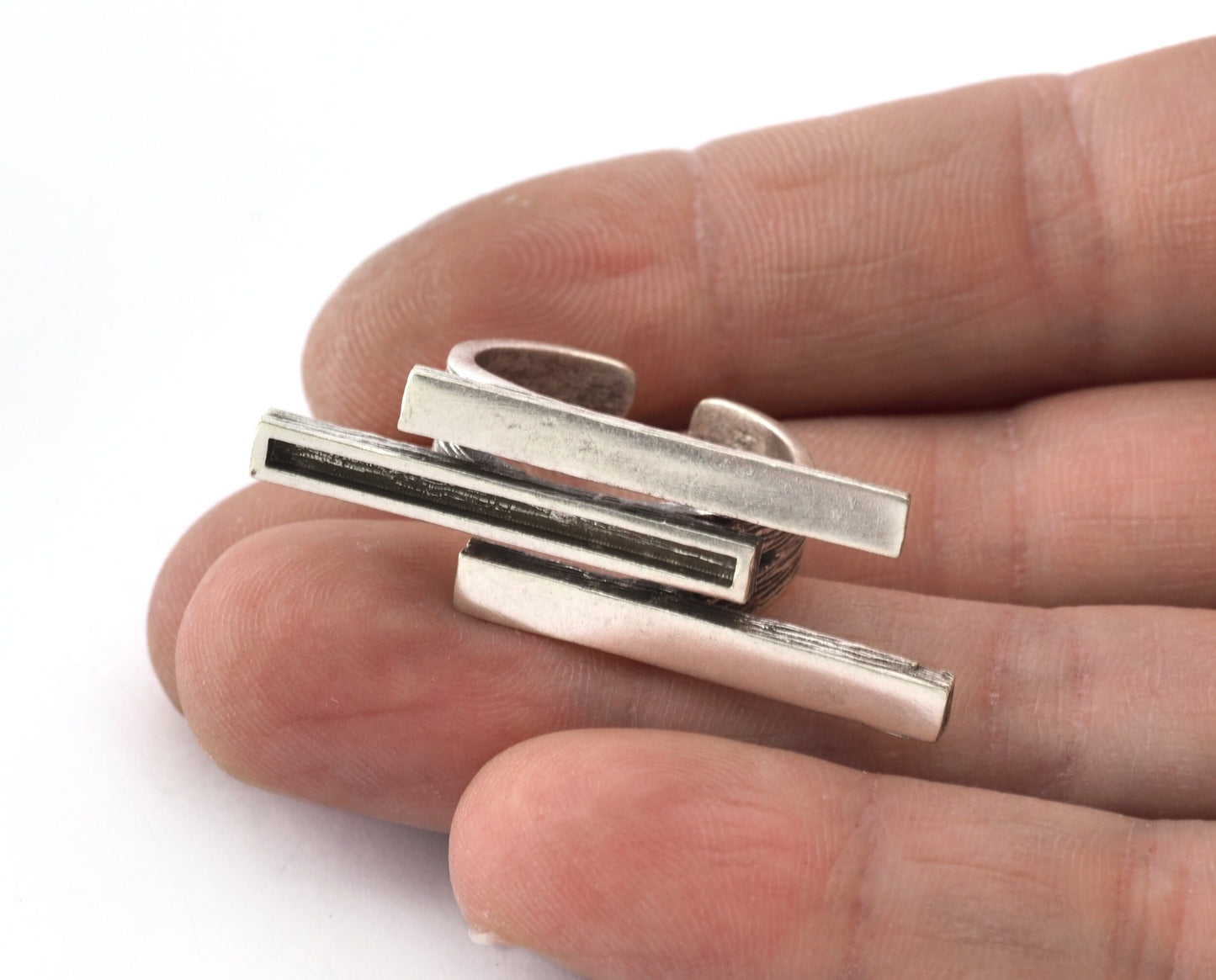 Stripe Ring Adjustable Resin Blank - Raw brass - shiny silver - antique silver - shiny gold - plated (8 US Adjustable ) 27x1.8mm Blank 5381