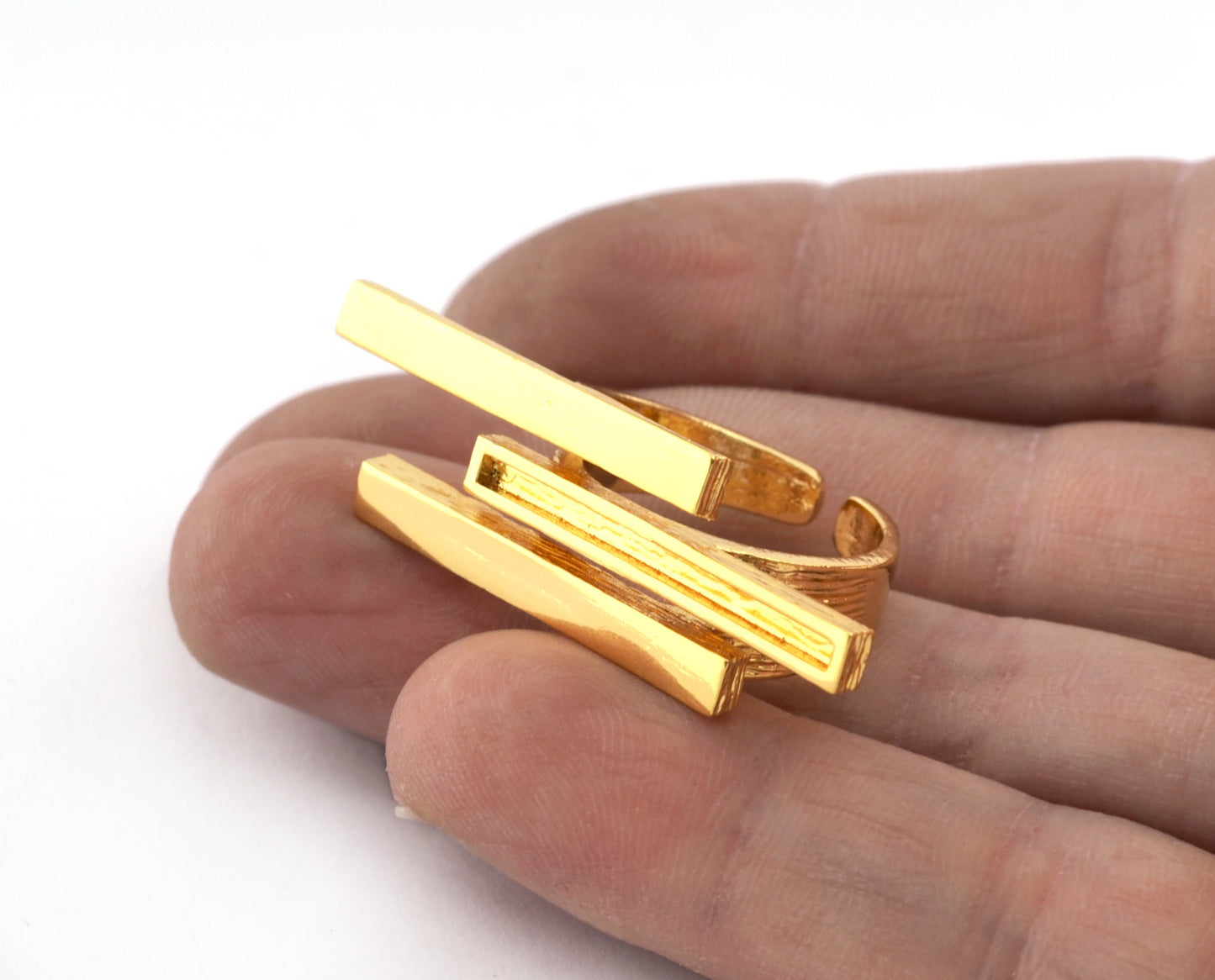 Stripe Ring Adjustable Resin Blank - Raw brass - shiny silver - antique silver - shiny gold - plated (8 US Adjustable ) 27x1.8mm Blank 5381