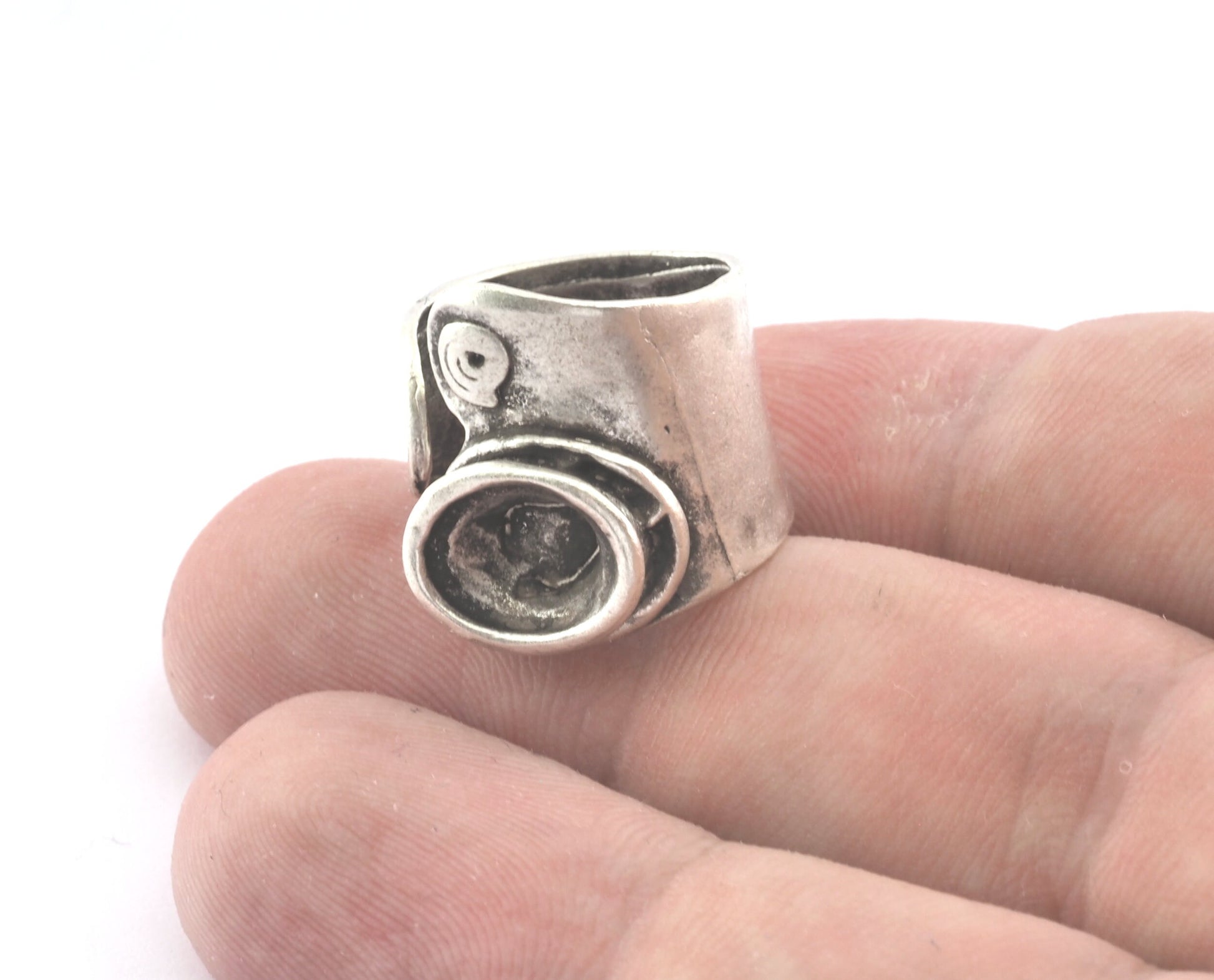 Ring Adjustable Ring Bezel - Antique Silver Plated Brass (17mm 6.5US inner size - Adjustable ) OZ2365 ring23