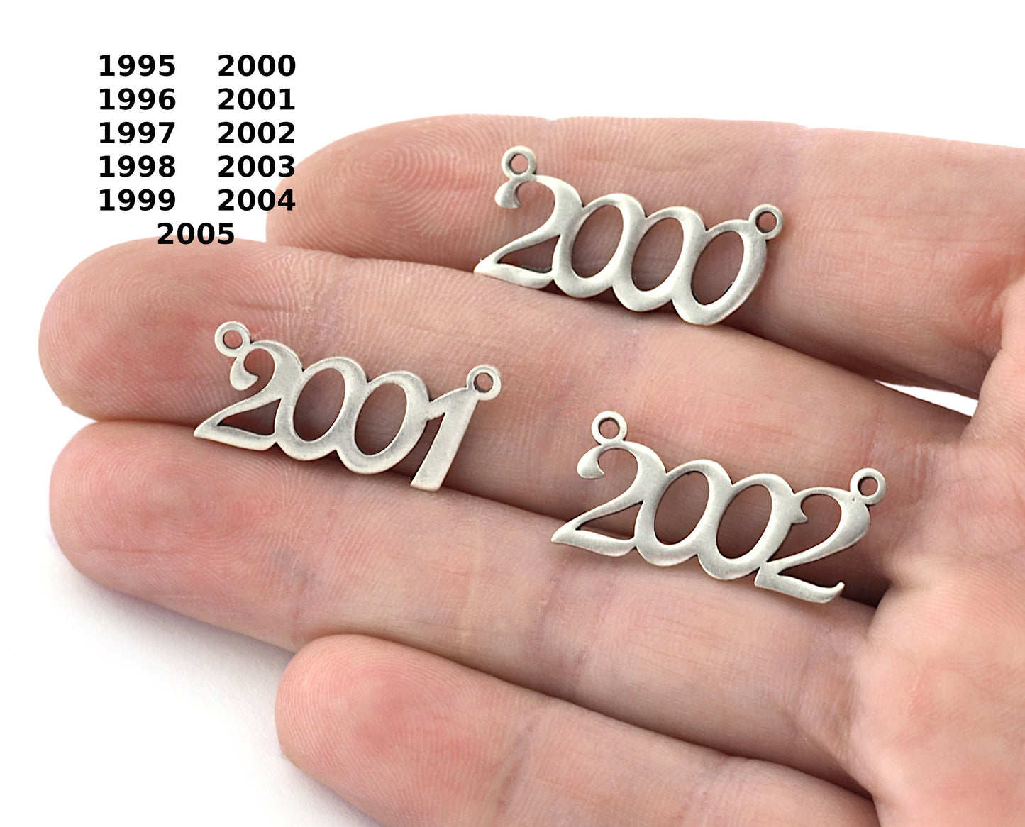 Years, Birth year, Date of birth Charms, Connector Pendant Antique Silver Plated Brass 26x11mm S393