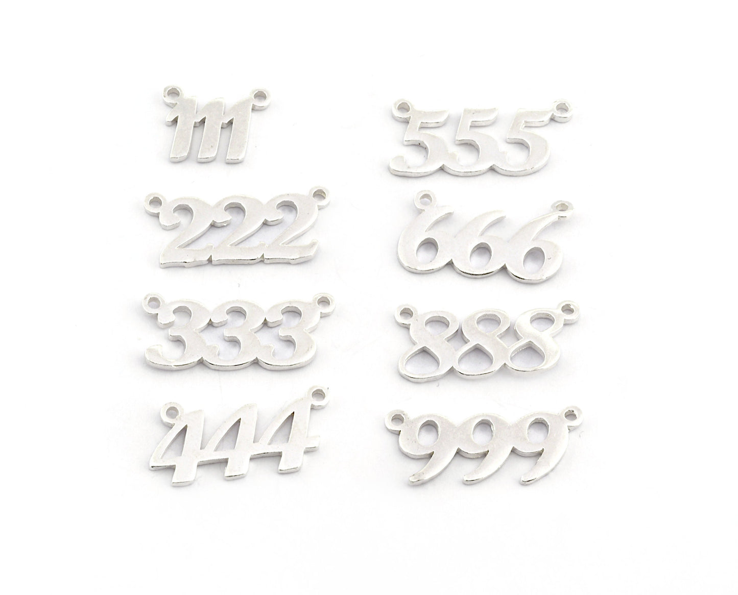 Numbers, Numerical Charms, Connector Pendant Shiny Silver Plated Brass 23x11mm S397