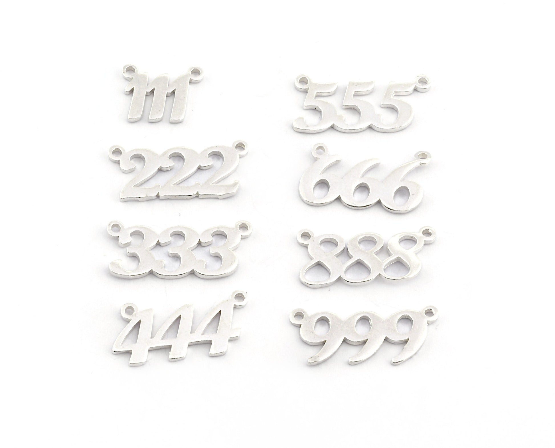 Numbers, Numerical Charms, Connector Pendant Shiny Silver Plated Brass 23x11mm S397
