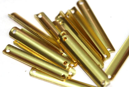 Curved rectangle 2 hole connector 100 pcs Raw Brass 4x25mm Charms ,Findings 654R-40