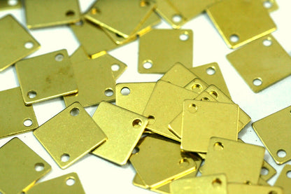 Square tag two 2 hole 160 Pcs Raw Brass 9mm connector Charms ,Findings 156R-56 tmlp