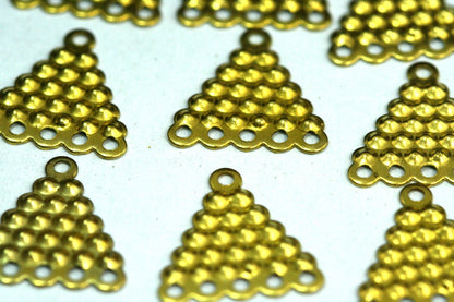 textured Triangle 200 Pcs Raw Brass 18x17mm Charms with 6 hole ,Findings connector 146R-96