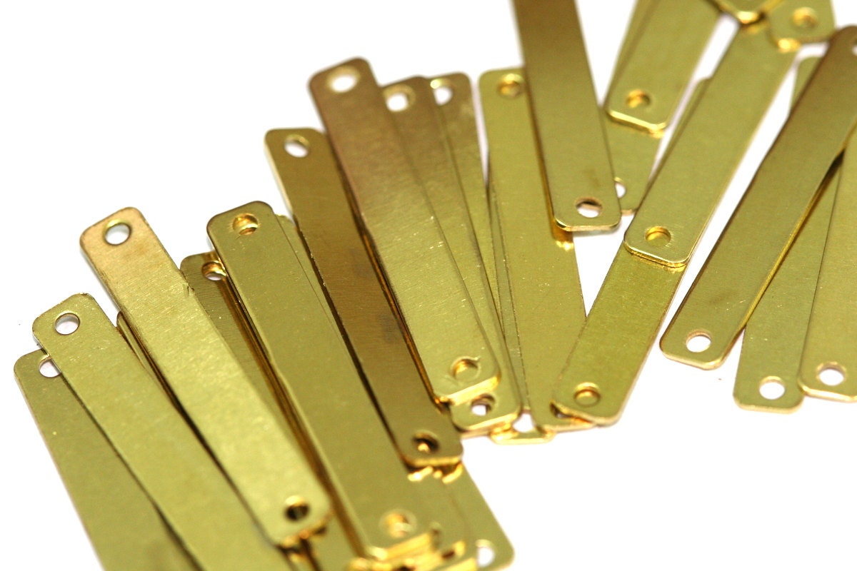 Rectangle 2 hole connector raw brass 4x25mm charms findings 652R-36