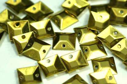 300 Pcs Raw Brass 9mm Square tag two 2 hole connector Charms ,Findings 498R-30