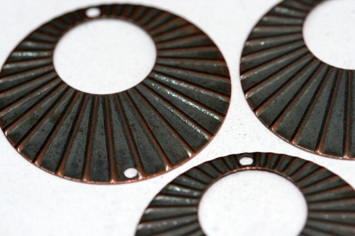 15 Pcs Antique Copper Tone Brass 32mm Circle tag 2 hole connector Charms ,Findings earring 447AC-34