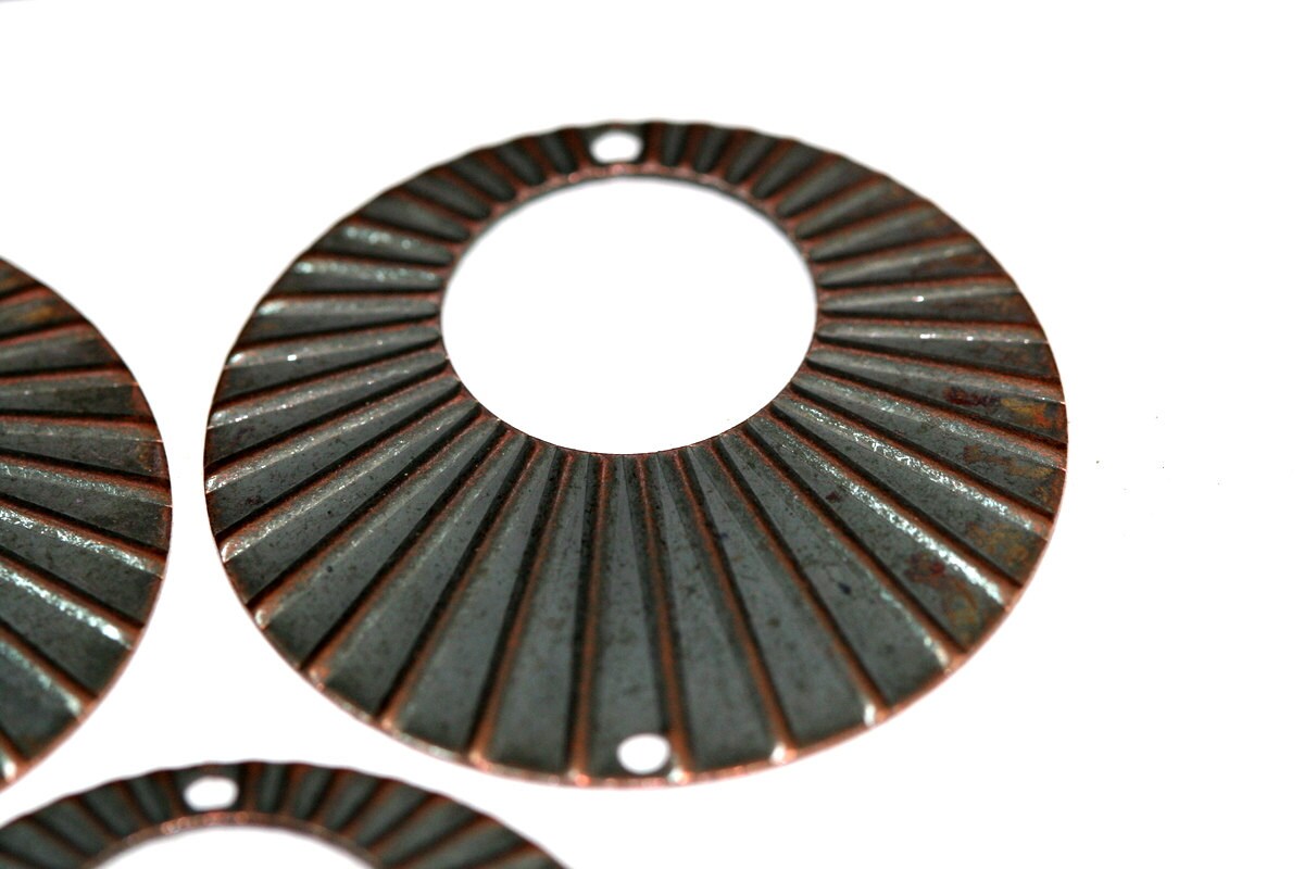 15 Pcs Antique Copper Tone Brass 32mm Circle tag 2 hole connector Charms ,Findings earring 447AC-34