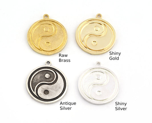 Yin Yang Charms Pendant Raw Brass - Shiny Silver Plated - Antique Silver plated - Shiny Gold Plated 22x19mm Charms OZ5387