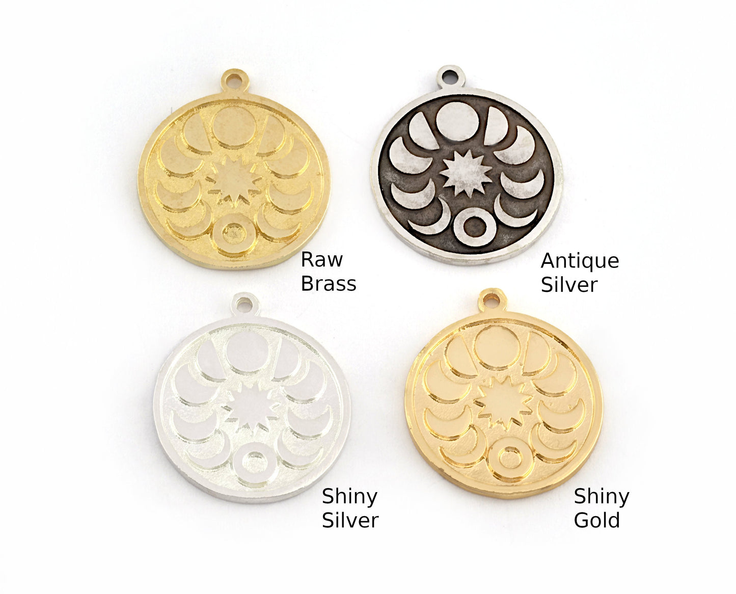 Moon The phases of the moon Charms Pendant Raw Brass - Shiny Silver Plated - Antique Silver plated - Shiny Gold Plated 22x19mm Charms OZ5390