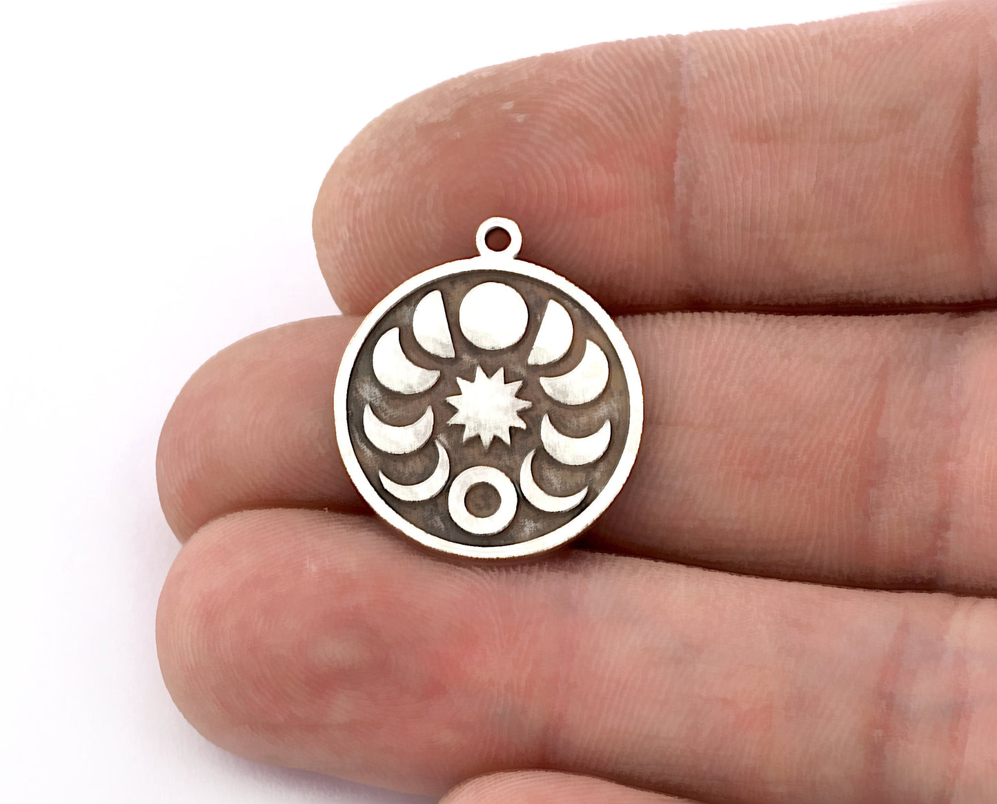 Moon The phases of the moon Charms Pendant Raw Brass - Shiny Silver Plated - Antique Silver plated - Shiny Gold Plated 22x19mm Charms OZ5390