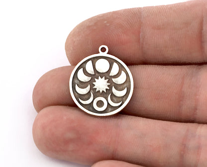 Moon The phases of the moon Charms Pendant Raw Brass - Shiny Silver Plated - Antique Silver plated - Shiny Gold Plated 22x19mm Charms OZ5390