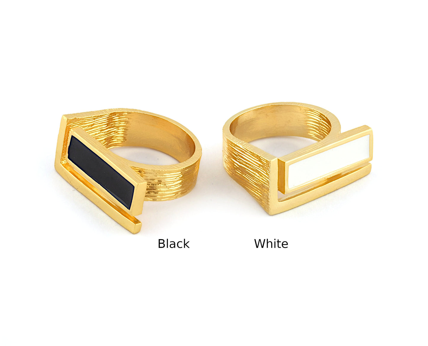 Stripe Ring Adjustable Enamel Ring - shiny gold - plated (8 US Adjustable ) 5379