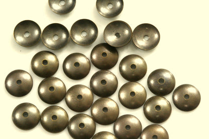 bead cap 200 Pcs Antique Brass Tone Brass 8mm cone Circle tag middle hole Charms ,Findings 101AB-36