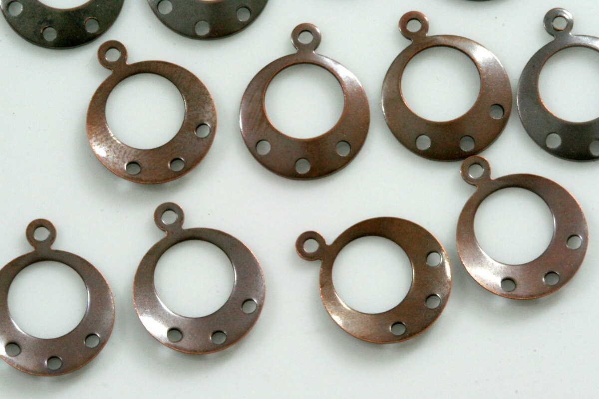 100 pcs 16x13mm antique copper tone brass pendant 4 loops charms ,findings earring 412-38