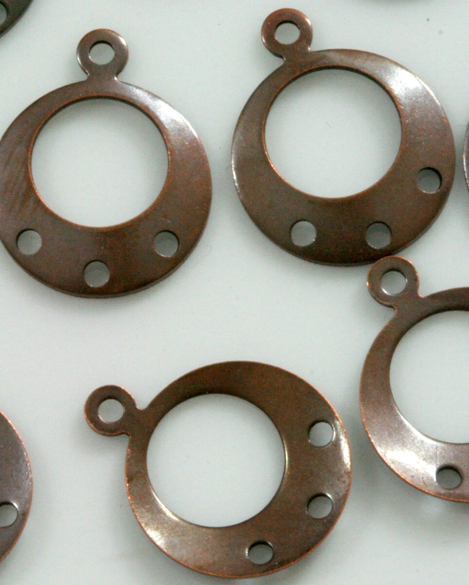 100 pcs 16x13mm antique copper tone brass pendant 4 loops charms ,findings earring 412-38