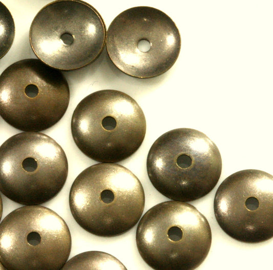 bead cap 200 Pcs Antique Brass Tone Brass 8mm cone Circle tag middle hole Charms ,Findings 101AB-36