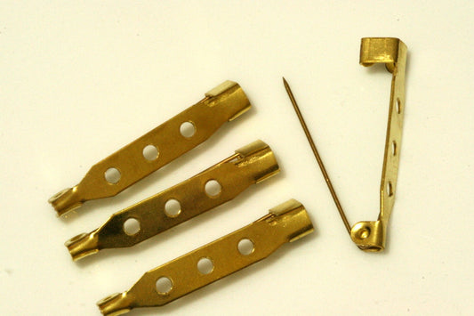 Brooch Back Bar Pin 20 Pcs Raw Brass 34mm with three loop 1935