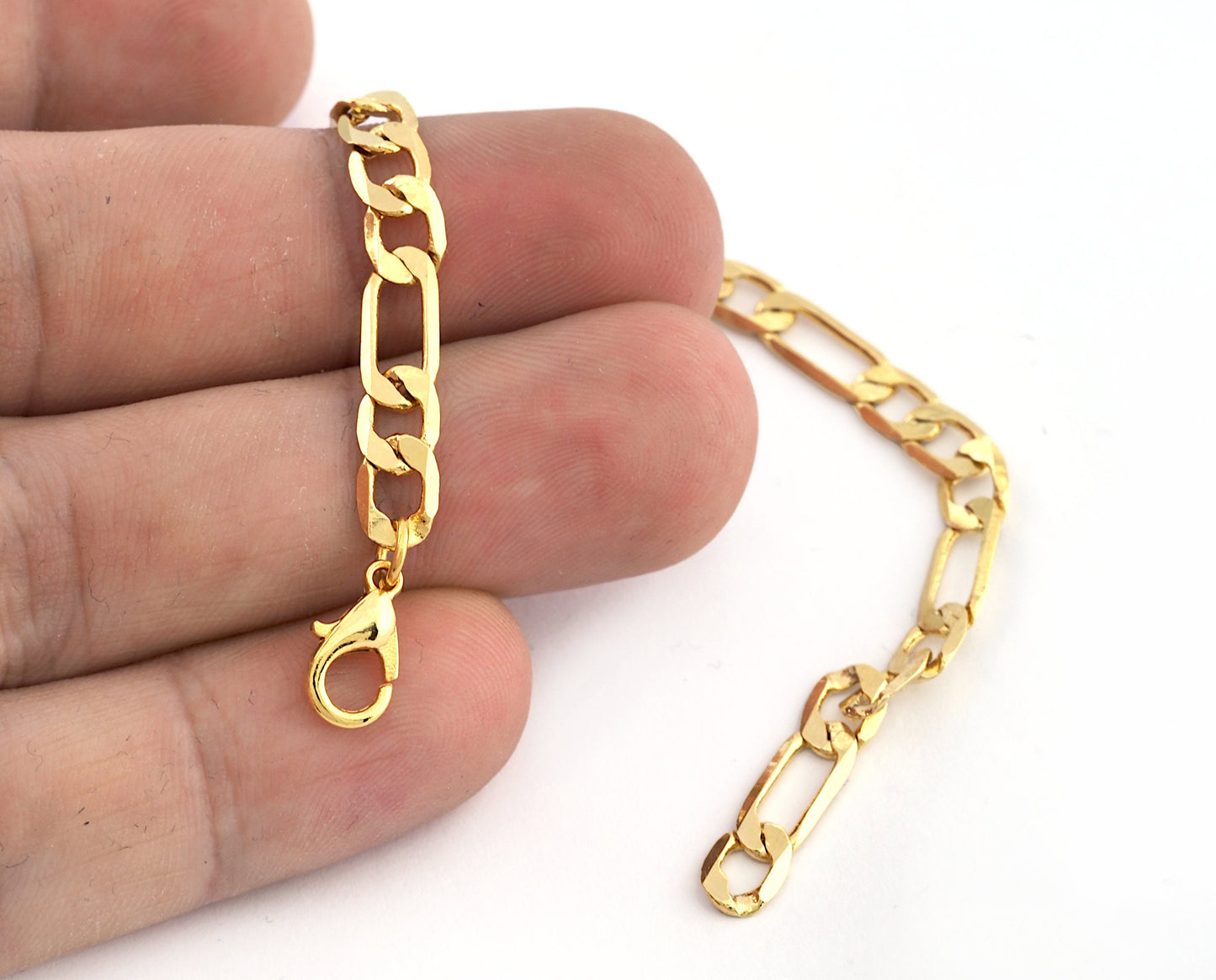 Curb chain bracelet with clasp (19cm 7.5inc) or (23cm 9,05inc) Gold plated brass 5393