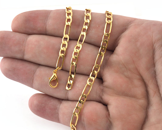 Curb chain Necklace making, with clasp 45cm 17,71 inc Gold plated brass 5394