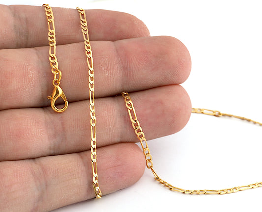 Curb chain Necklace making, with clasp 45cm 17,71 inc Gold plated brass 5395