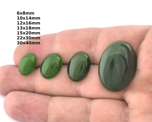 Dark Green Oval Dome Cabochon quartz Dyed Flat Back 95-4